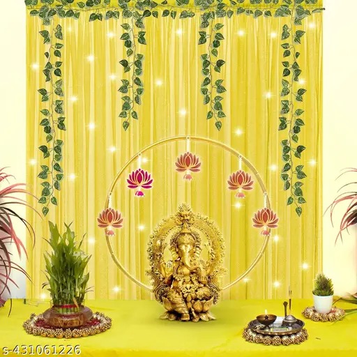 Ganpati Decoration Items For Home Yellow Curtains