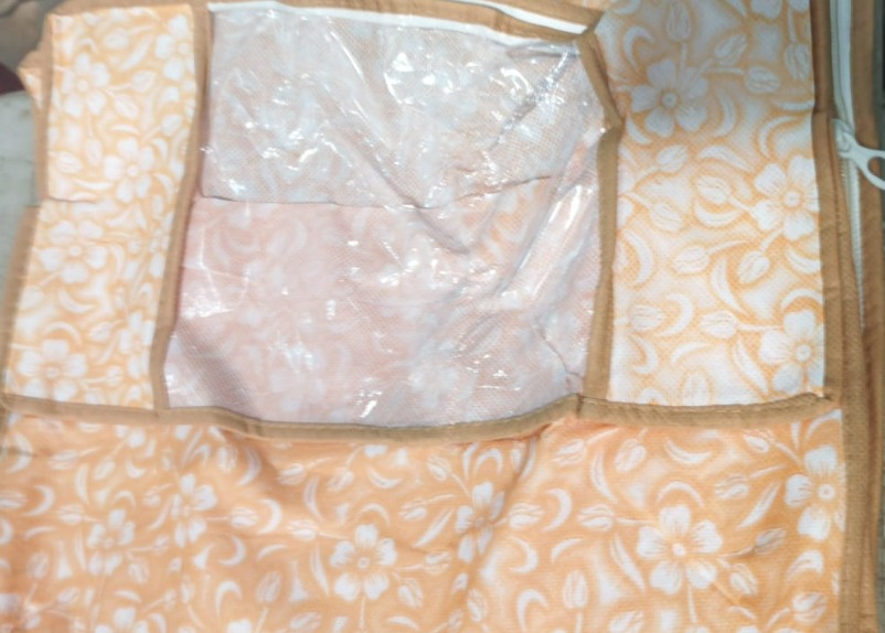 Cream Printed Saree Cover Bag Pack Of 6