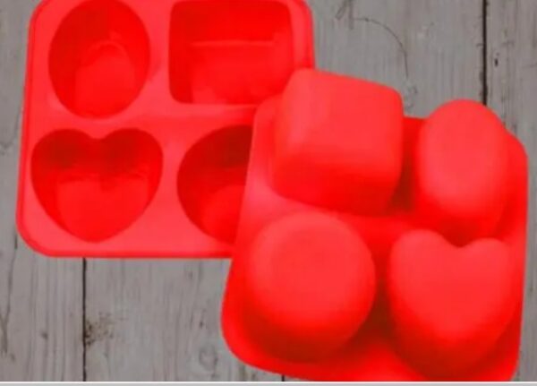 Silicone Circle SquareOval And Heart Shape Soap Cake Making Mould In Red Colour