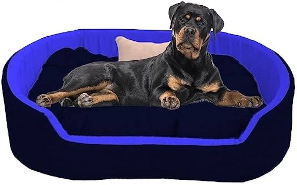 Blue Black Color Square Dog Bed