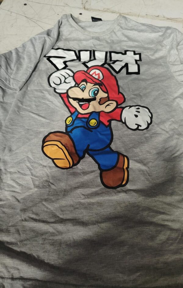 Super Mario Grey Colour T Shirt For Kids Boys Size S