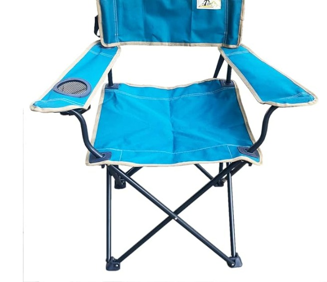 Folding Camping Chair With Armrest Cup Holder In Blue Colour
