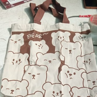 Beige With Brown Colour Shopping Bag