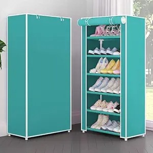 Iron Portable Shoe Rack With Dustproof Zip Cover 6 Layer