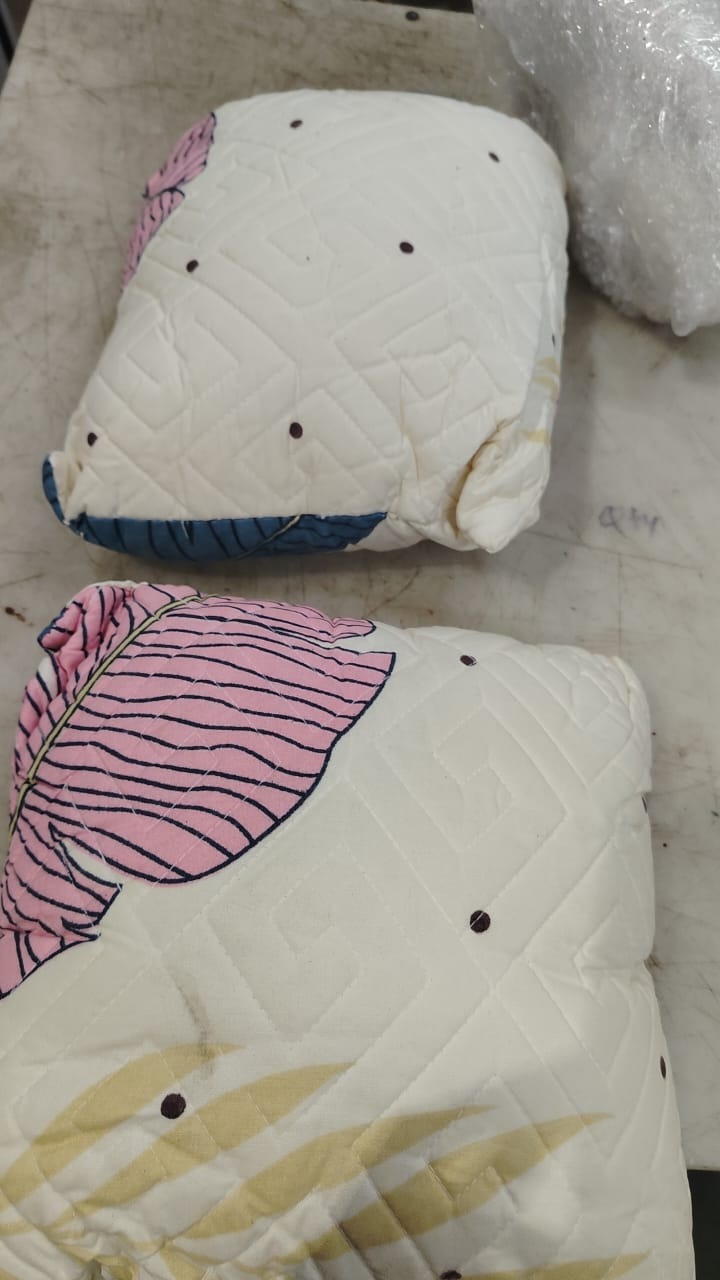Cream Printed Square Cushion Pack Of 2