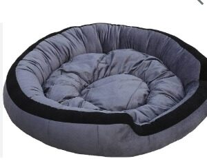 Soft Comfy Round Pet Bed With Reversible Cushion Grey With Black