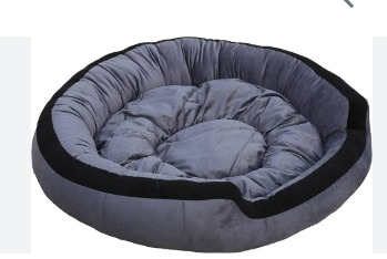 Soft Comfy Round Pet Bed With Reversible Cushion Grey With Black