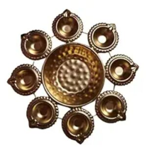 Decorative Metal Diya Traditional Golden Urli Bowl Light Holder Candle Holder For Home