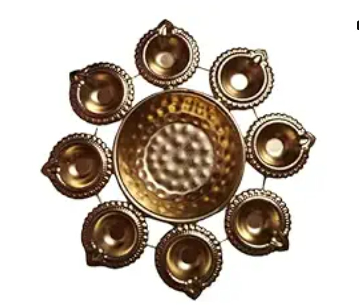 Decorative Metal Diya Traditional Golden Urli Bowl Light Holder Candle Holder For Home