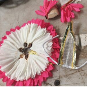 Cream And Pink Colour Laddu Gopal Dress Set