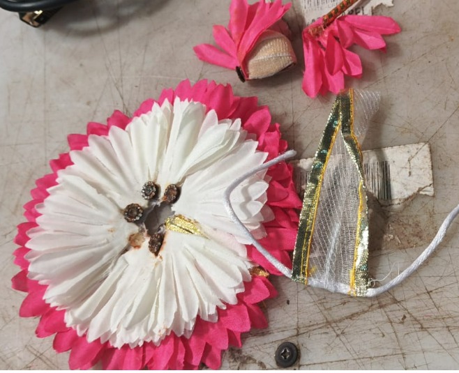 Cream And Pink Colour Laddu Gopal Dress Set