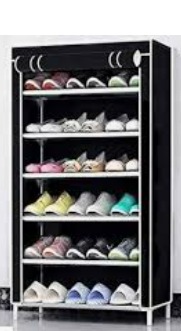 Black And White Colour 6 Layer Shoe Rack Cover
