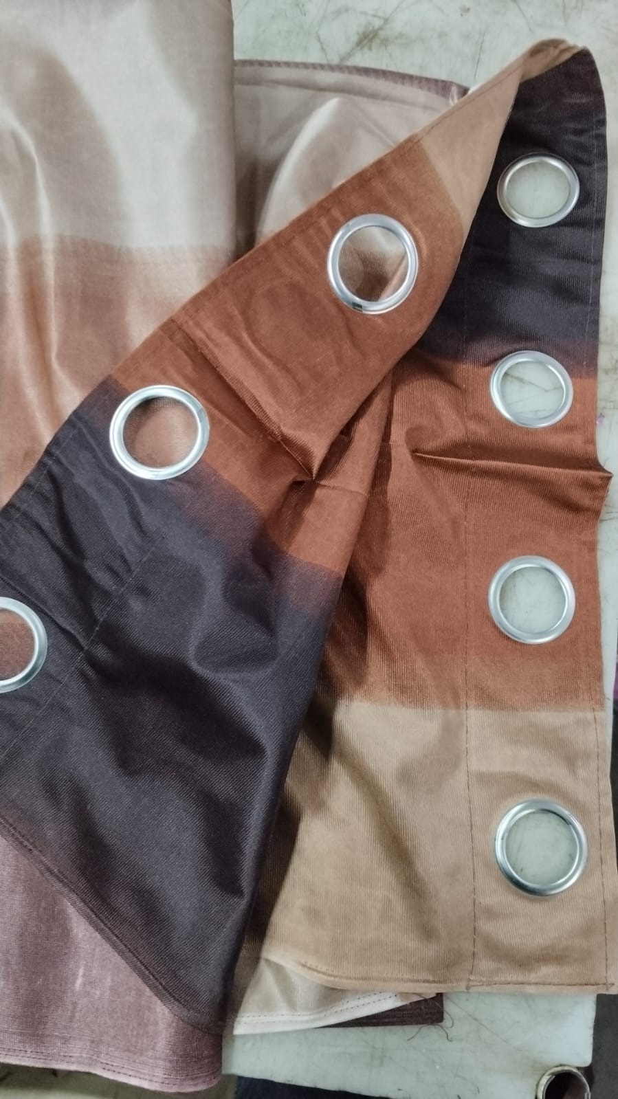 Self Print Polyester Curtain For Living Room Size 4X9 Pack Of Two Colour Brown