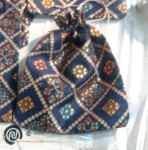 Navy Blue Printed Potli Bag