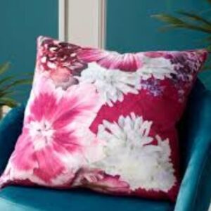 Pink Colour Flower Printed Pillow Cover