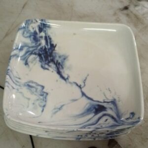 Melamine Dinner Plates White And Blue Pack Of 6