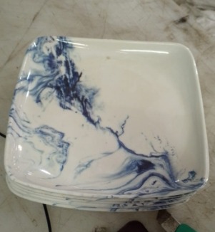 Melamine Dinner Plates White And Blue Pack Of 6