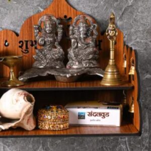 House Engineered Wood Hand Crafted Om Pattern Home Temple For Puja Temple