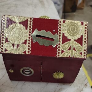Home Shape Wooden Money Box Cash Box