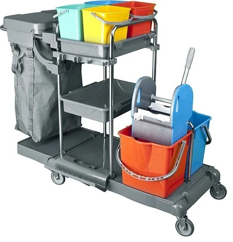 Plastic Gray Roots Housekeeping Trolley