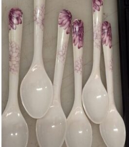 Plastic White Printed Dining Spoon Pack Of 6