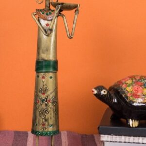 Golden Peacock GoldToned Lady Farmer Showpiece