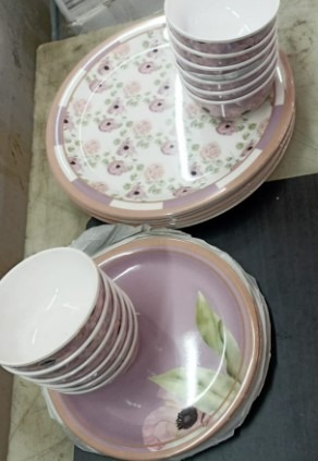 Stehlen Dinnerware Pure Melamine Vintage 24 Piece Pink Printed
