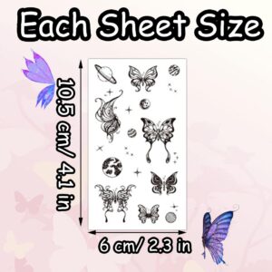 S Point A Point V Point 5Pcs Temporary Stickers Black Butterflies Cosmic Design