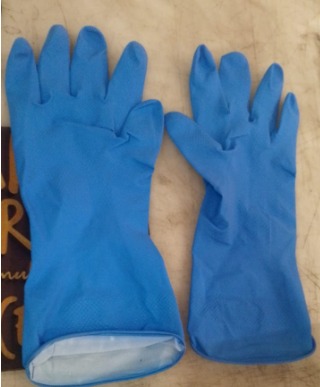 Hand Care Flock Lined Household Rubber Gloves Blue Large Wet And Dry Glove Pack Of 2