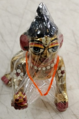 Laddu Gopal Brass Murti Gold Plated Bal Krishna Statue Baby Kanha Pital Murti