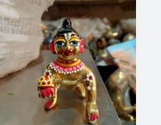 Multicolor Brass Laddu Gopal Statue