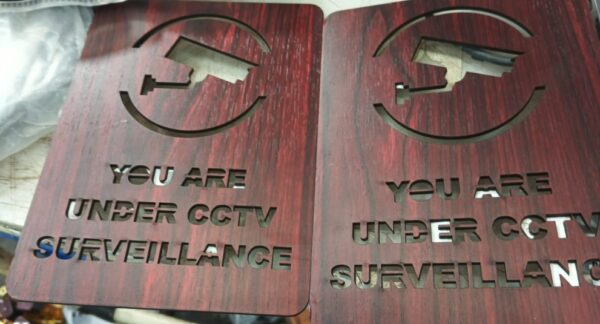 Kreepo You Are Under Cctv Surveillance Mdf Sign Board Double Sided Tape For Security Pack Of 2
