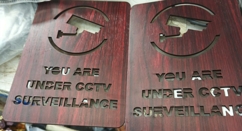 Kreepo You Are Under Cctv Surveillance Mdf Sign Board Double Sided Tape For Security Pack Of 2