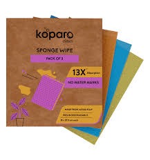 Koparo Sponge Wipe EcoFriendly Large Pack Of 3 Reusable