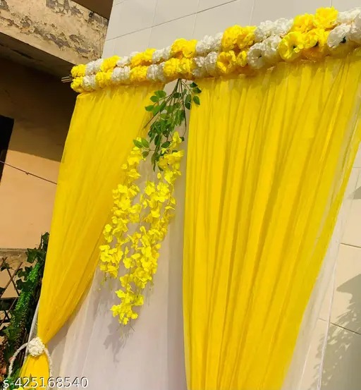 Festive Flower Panel Curtains Yellow