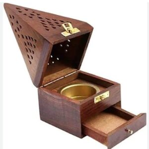 Handicraft Wooden Pyramid Box Uddaan Incense Stick Fragrance Stand Holder