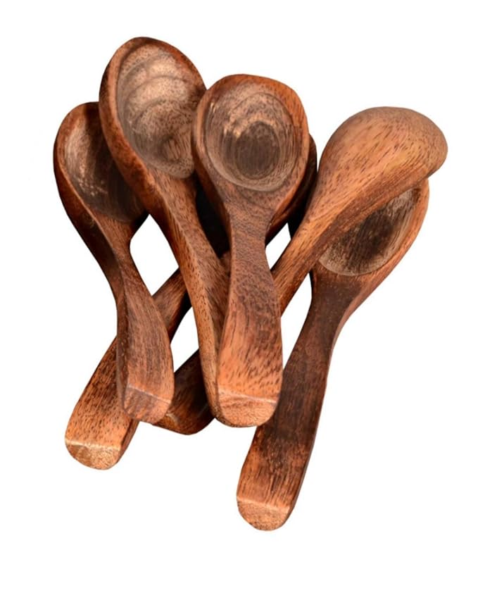Royal Craft International Wooden Masala Spoon 12 Piece Set Antique Brown