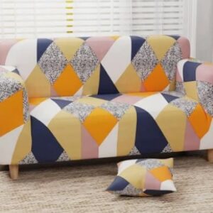 Multicolor Elastic 2 Seater Sofa Cover With 1 Cushion Cover