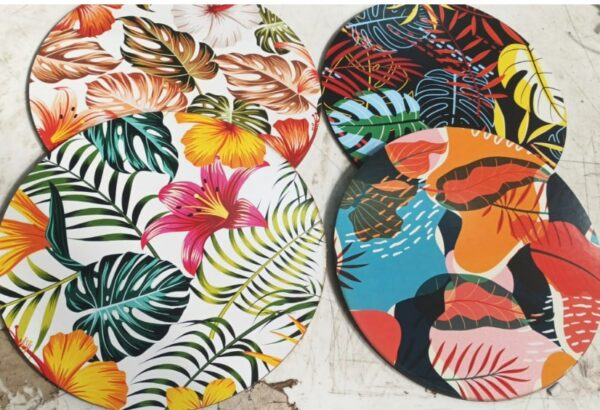 Beautiful Flower Round Shape Wall Hanging Set Of 4