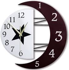 Wall Clock Nordic Minimalist Style Moon Shape Frame Personality Clock