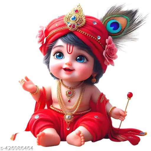 Cute Red Cloth Krishna Pvc Vinyl Wall Sticker 45 X 45 Cm