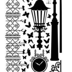 New Removable Vinyl Wall Stickers Street Lamps And Iron Fence Diy Home Decor 129 Cm