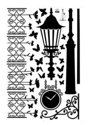 New Removable Vinyl Wall Stickers Street Lamps And Iron Fence Diy Home Decor 129 Cm
