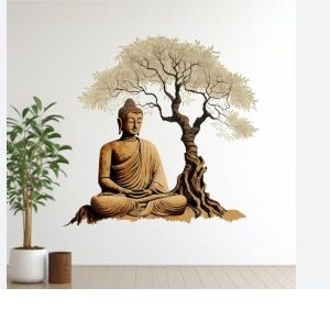 Buddha And Tree Printed Stickers For Home Decor