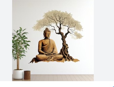 Buddha And Tree Printed Stickers For Home Decor