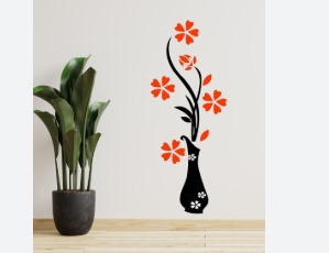 Stylish Vinyl Flower Pots Wall Sticker