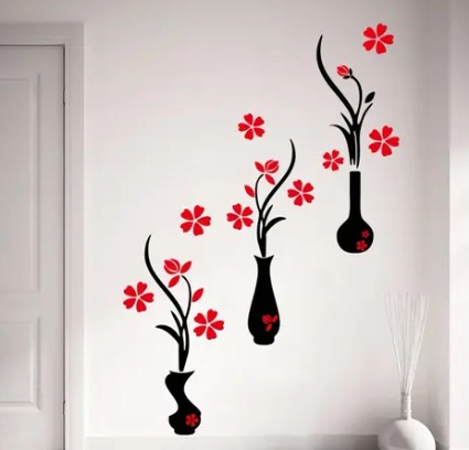 Stylish Vinyl Flower Pots Wall Sticker