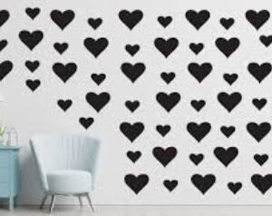 Big And Small Heart Shaped Black Color Wall Sticker