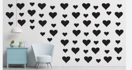 Big And Small Heart Shaped Black Color Wall Sticker