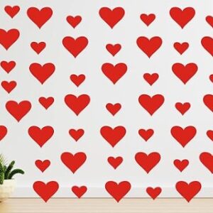 Big And Small Heart Shaped Red Color Wall Sticker